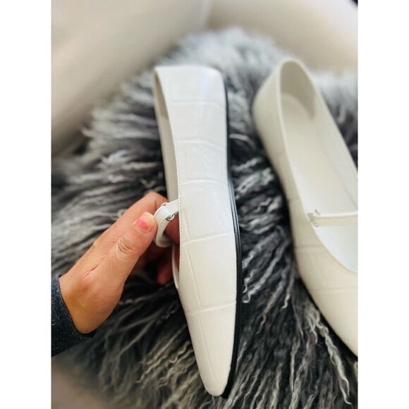 BY FAR Molly Maxi Croco Embossed ballet Leather Flat white 39 - Picture 7 of 12